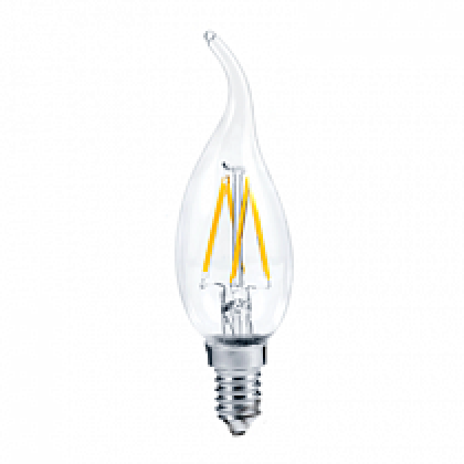 Лампа светодиодная LED-СВЕЧА НА ВЕТРУ-PREMIUM 5,0Вт 220В Е14 3000К 450Лм прозрачная ASD