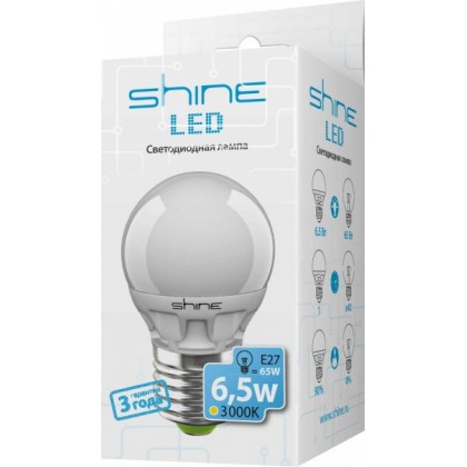 Светодиодная-лампа-Shine-LED-G45-6,5W-E27